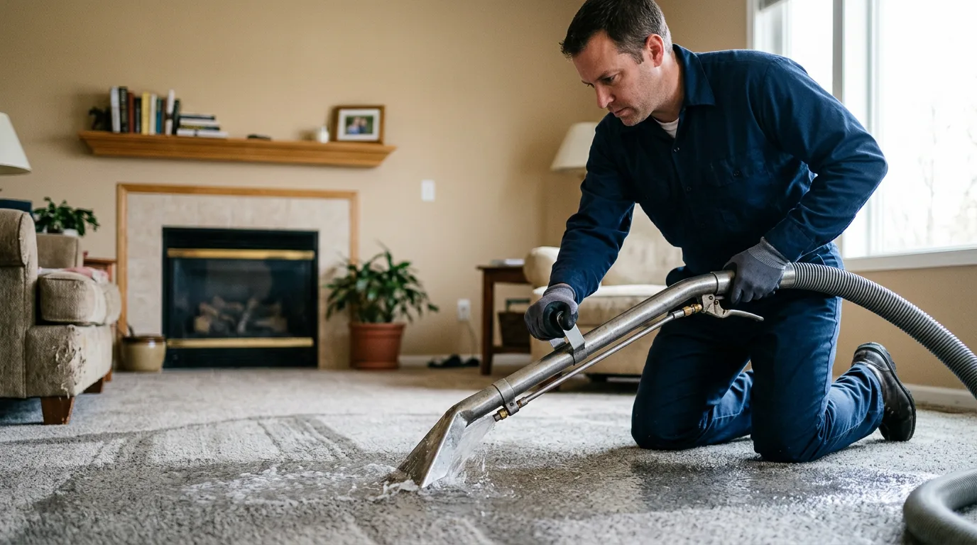 Water damage restoration technician working near Wister, OK